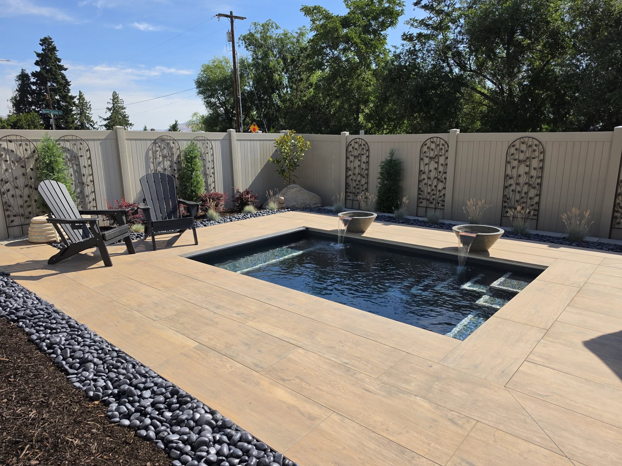 Porcelain all-tile pool detail by Outdoor Elements Northwest