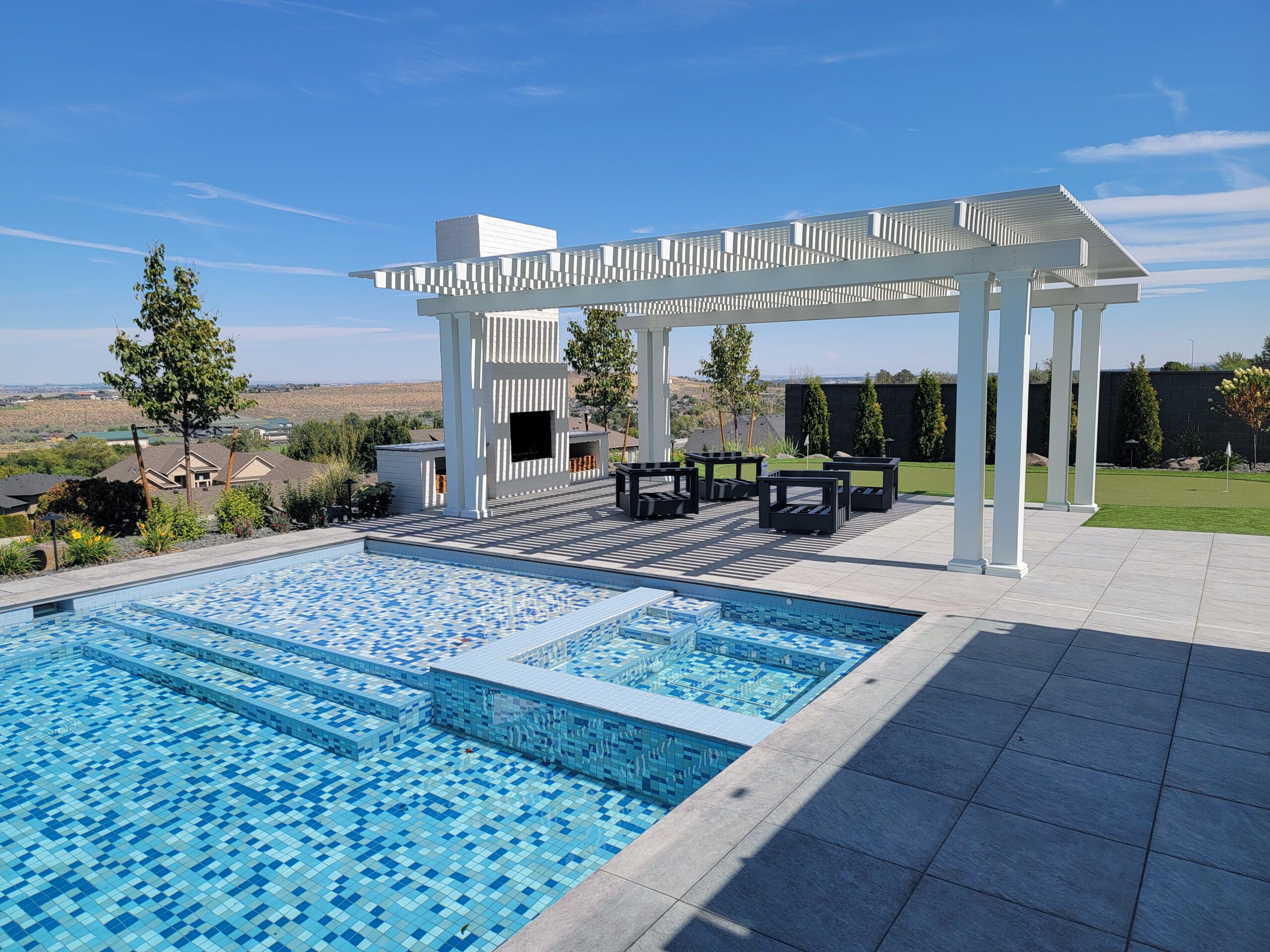 Custom all-tile pool at All Tile Pools, a custom pool built in Eastern Washington, WA by Outdoor Elements Northwest
