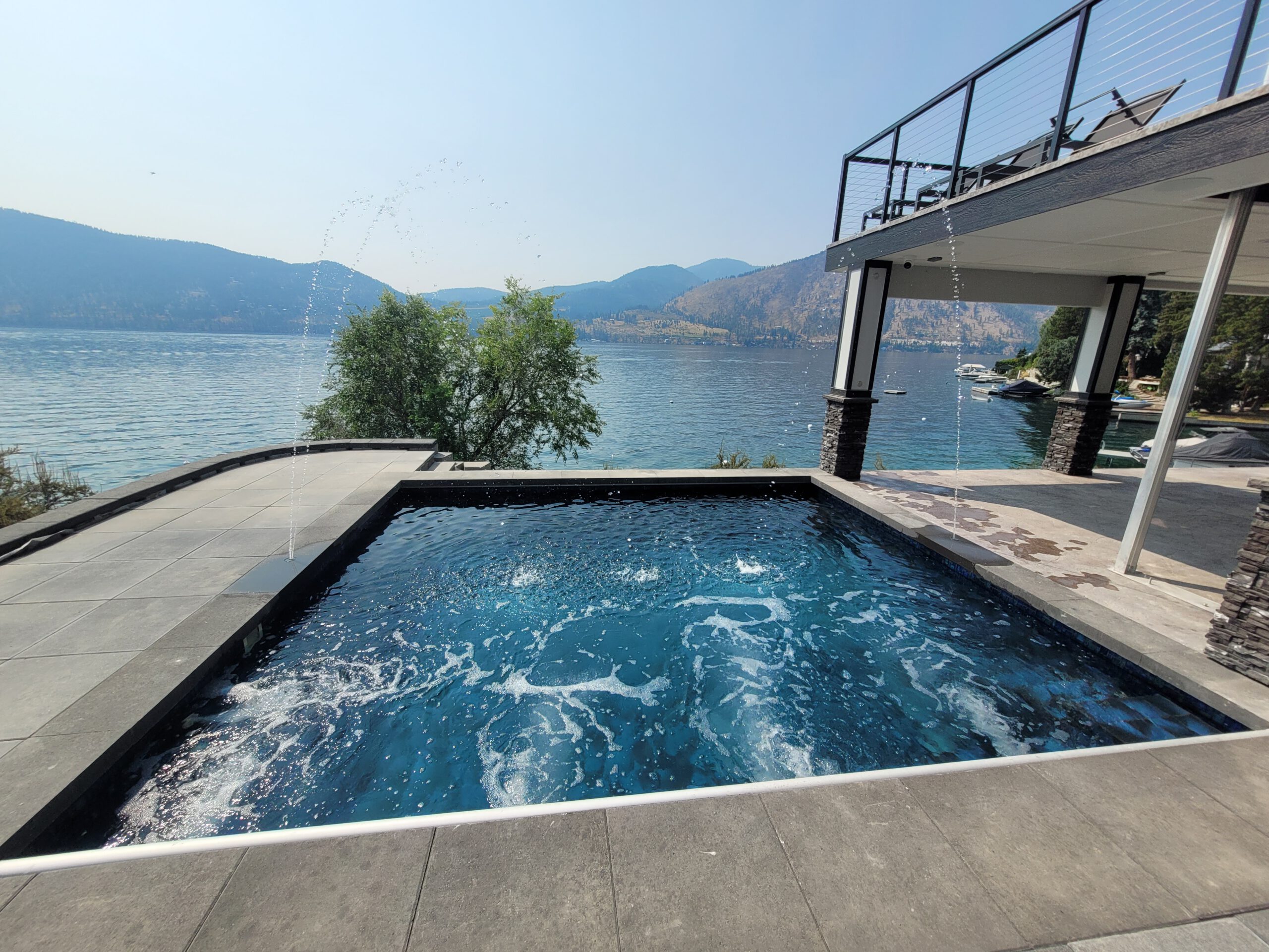 Custom all-tile pool at Lake Chelan Pool Views, a custom pool built in Manson, WA, WA by Outdoor Elements Northwest