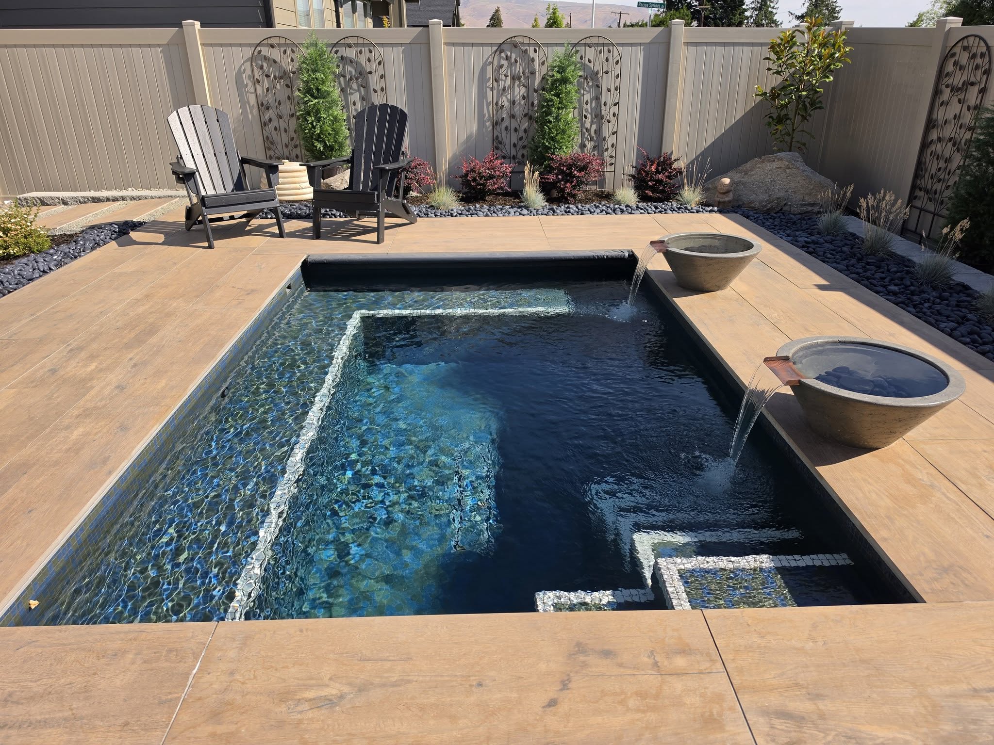 Porcelain all-tile pool detail by Outdoor Elements Northwest